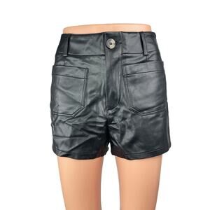 Anthropologie Maeve The Colette Faux Vegan Leather High Waist Mini Shorts Sz 26